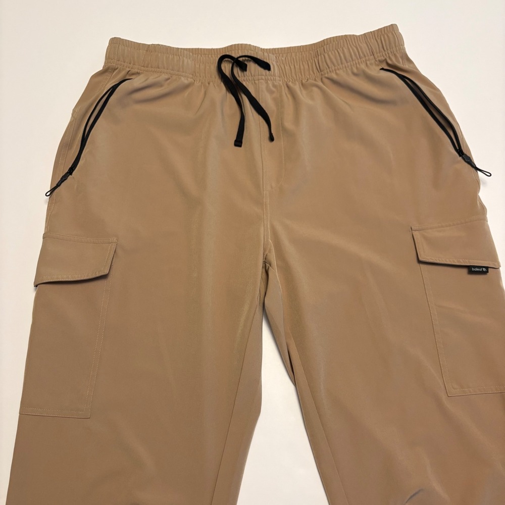 Baleaf Cargo Pants Mens 2XL Tan Elastic Waist Zipper Pockets Hiking Utility